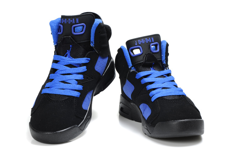 Air Jordan 6 Black Blue For Kids - Click Image to Close